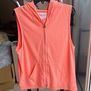 BCBG hot pink/neon orange zip up vest